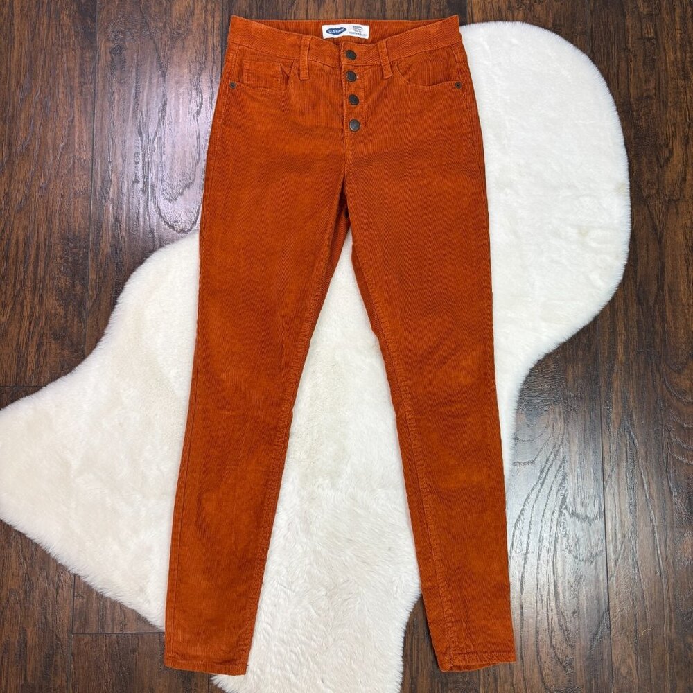 Old Navy Corduroy Jeans 4 Rockstar Super Skinny High-Rise Orange Stretch Women's